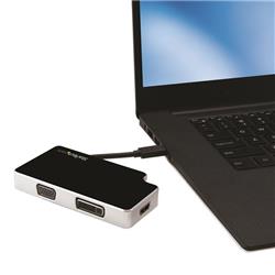 daptateur StarTech Travel A/V : USB-C 3 en 1 vers VGA, DVI ou HDMI - 4K (CDPVGDVHDB) | -Adaptateur 3 en 1 - USB-C vers VGA, ...