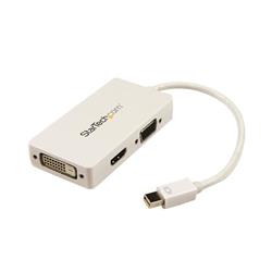 daptateur StarTech Travel A/V : Convertisseur Mini DisplayPort 3 en 1 vers VGA, DVI ou HDMI - Blanc (MDP2VGDVHDW) | - Adapta...