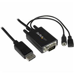 Câble adaptateur StarTech DisplayPort vers VGA avec audio - 6 pi (2 m) (DP2VGAAMM2M) | -Créez un environnement de travail sa...