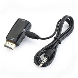 iCAN HDMI To VGA, Male to Female, Gold Plated, 1080P With 3.5 mm Audio, Adapter, Black