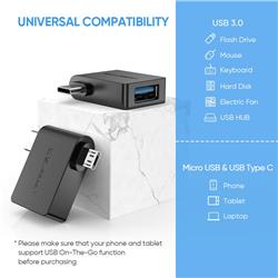 Adaptateur UGREEN 30453 Micro USB+ USB-C vers USB 3.0, noir