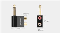 UGREEN AV147 6.35mm Male to 2RCA Female Adapter, Black
