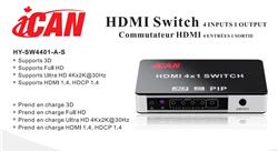 iCAN HDMI v1.4 4K 4 Port Switch with Remote, with PIP