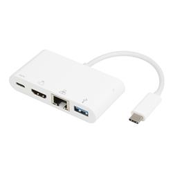 iCAN USB 3.1 Type C to HDMI + USB3.0 + Ethernet 4-in-1 Adapter, White