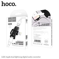 HOCO Adaptateur Double Charge et Audio Lightning, Noir(Open Box)