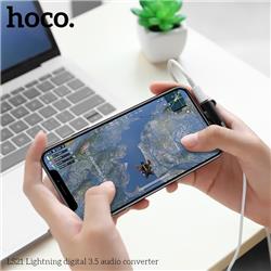 HOCO Adaptateur Lightning pour charger et audio AUX 3,5 mm 2 en 1, argent