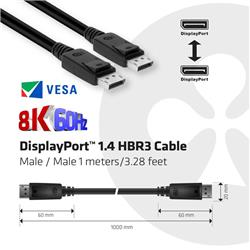 CLUB 3D DisplayPort 1.4 HBR3 Cable Male / Male 1m/3.28ft