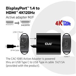 Club 3D DisplayPort 1.4 to HDMI 4K120Hz HDR Active Adapter M/F (CAC-1085)