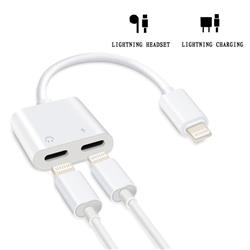 Adaptateur audio et charge double Lightning pour iPhone, blanc