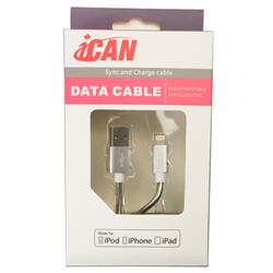 iCAN MFi Type-A Male to Lightning Male Cable, 5V/2.4A, 3ft