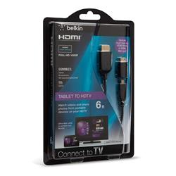 BELKIN Tablet to HDTV Cable 4K/Ultra HD Compatible 6 ft.