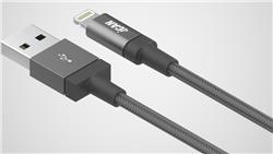 Câble iCAN Premium USB-A 2.0 vers Lightning, certifié MFi, nylon tressé, M/M, 6 pieds, gris (LQCMF008-CS-R)