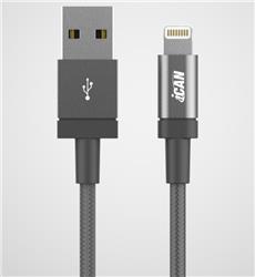 Câble iCAN Premium USB-A 2.0 vers Lightning, certifié MFi, nylon tressé, M/M, 6 pieds, gris (LQCMF008-CS-R)