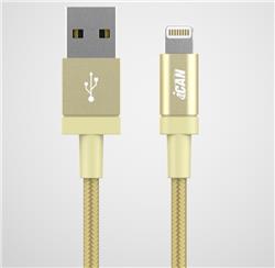 Câble iCAN Premium USB-A 2.0 vers Lightning, tressé, M/M, 6 pieds, or
