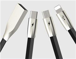 Câble ICAN Type C + Lightning + Micro 3 en 1 1,5 m (Noir)