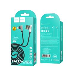 HOCO Exquisite Steel Lightning USB Cable, 1.2M, Black
