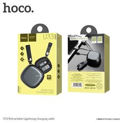 Câble USB rétractable HOCO Lightning, noir (US33)(Open Box)