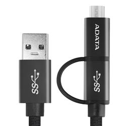 Câble ADATA USB-C/Micro USB 3.1 2-en-1 de 3,28 pieds - Noir