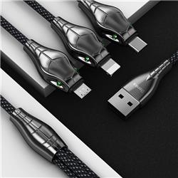 Câble 3-en-1 BENKS Lightning + Type C + Micro USB, 1,2 m, noir