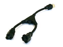Monoprice Power Cord Splitter - NEMA 5-15P to 2x NEMA 5-15R, 16AWG, 13A/1625W, 3-Prong, Black, 1.2ft