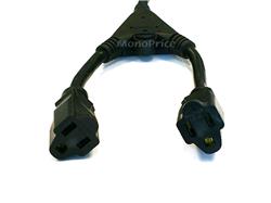 Monoprice Power Cord Splitter - NEMA 5-15P to 2x NEMA 5-15R, 16AWG, 13A/1625W, 3-Prong, Black, 1.2ft