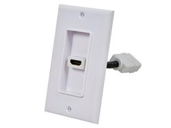 Monoprice 1-port 2-piece Inset Wall Plate with 4in Built-in Flexible High Speed HDMI Cable With Ethernet, White