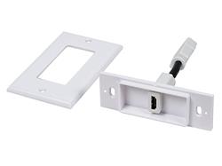 Monoprice 1-port 2-piece Inset Wall Plate with 4in Built-in Flexible High Speed HDMI Cable With Ethernet, White