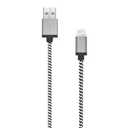 Câble LBT 4 pieds noir et blanc USB A vers connecteur Lightning en aluminium tricoté (LBT098)