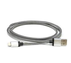 Câble LBT 4 pieds noir et blanc USB A vers connecteur Lightning en aluminium tricoté (LBT098)