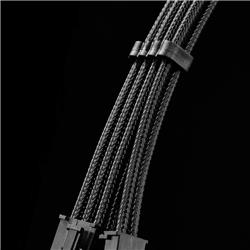 Câble d'extension de câble iCAN PSU, tressé, noir, avec kit de peigne | 1x 24 broches (20+4) | Processeur 2x 8 broches (4+4)...