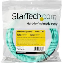 StarTech.com 10m OM4 LC to LC Multimode Duplex Fiber Optic Patch Cable- Aqua - 50/125 - Fiber Optic Cable - 40/100Gb - LSZH ...