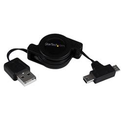 STARTECH Câble Combo USB Rétractable USB vers Micro USB et Mini USB