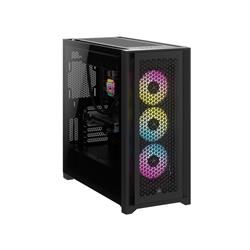 Boîtier mi-tour CORSAIR iCUE 5000D RVB AIRFLOW, noir - 3 ventilateurs AF120 RVB ELITE - Contrôleur iCUE Lighting Node PRO - ...