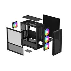 DeepCool CH560 ATX Airflow case, 3x Pre-Installed 140mm ARGB Fans, Bl