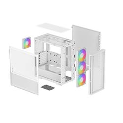 DeepCool CH560 ATX Airflow case, 3x Pre-Installed 140mm ARGB Fans, Wh
