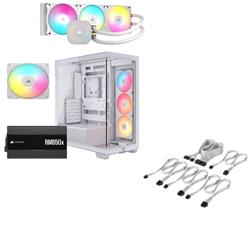 CORSAIR 3500X RS-R ARGB (1 Extra RS120 ARGB) w/ PRE-INSTALLED RM850x PSU, NAUTILUS 360 ARGB AIO & Cable Starter Kit, White