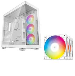 DEEPCOOL CH780 WH ATX+ Panoramic Boîtier + DEEPCOOL FC120 WHITE (Lot de 3) ARGB Ventilateurs GRATUIT
