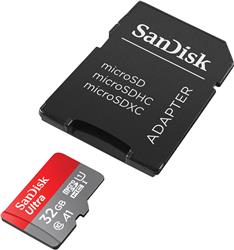 Carte SanDisk Ultra microSD 32 Go 120 Mo/s C10 UHS U1 A1 + adaptateur argenté