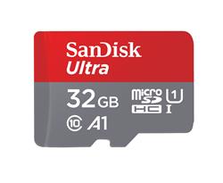 Carte SanDisk Ultra microSD 32 Go 120 Mo/s C10 UHS U1 A1 + adaptateur argenté