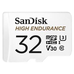 Carte microSD SanDisk High Endurance de 32 Go, 100/40 Mo/s, U3 V30 C10, blanche