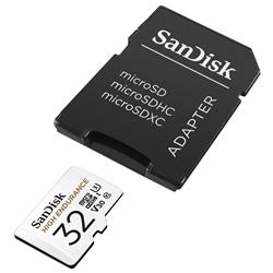 Carte microSD SanDisk High Endurance de 32 Go, 100/40 Mo/s, U3 V30 C10, blanche