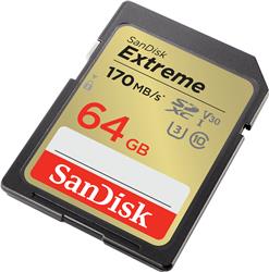 SanDisk Extreme SD 64 Go 170/80 Mo/s RW C10 UHS U3 V30 Or