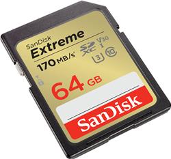 SanDisk Extreme SD 64 Go 170/80 Mo/s RW C10 UHS U3 V30 Or