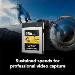 Carte mémoire Lexar Professional CFexpress Type B 256 Go, lecture jusqu'à 1 750 Mo/s, enregistrement vidéo brut 8K (LCXEXPR2...