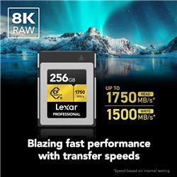 Carte mémoire Lexar Professional CFexpress Type B 256 Go, lecture jusqu'à 1 750 Mo/s, enregistrement vidéo brut 8K (LCXEXPR2...