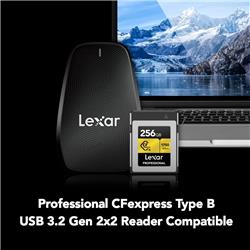 Carte mémoire Lexar Professional CFexpress Type B 256 Go, lecture jusqu'à 1 750 Mo/s, enregistrement vidéo brut 8K (LCXEXPR2...