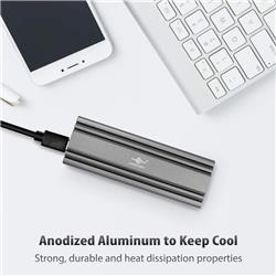 Vantec (NST-206C3-SG) M.2 Nvme SSD to USB 3.1 Gen 2 Type C Enclosure with C to C Cable, Space Gray Color, ID6