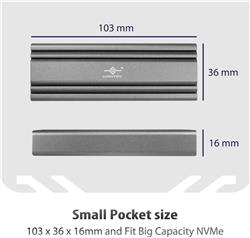 Vantec (NST-206C3-SG) M.2 Nvme SSD to USB 3.1 Gen 2 Type C Enclosure with C to C Cable, Space Gray Color, ID6