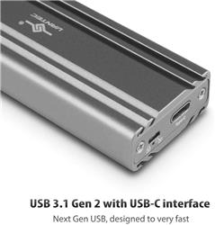 Vantec (NST-206C3-SG) M.2 Nvme SSD to USB 3.1 Gen 2 Type C Enclosure with C to C Cable, Space Gray Color, ID6