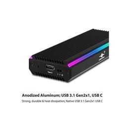 Vantec NexStar SX, USB 3.2 Gen2x1 Type C M.2 NVMe/SATA RGB Enclosure